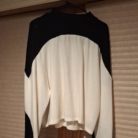 Zara Sweaters - Zara Black and Cream Long Sleeve Top